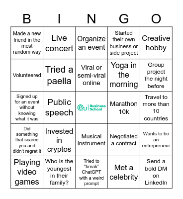 Ice breaker Bingo! Bingo Card