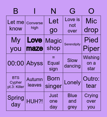 @eonjenabangtan7 Bingo Card