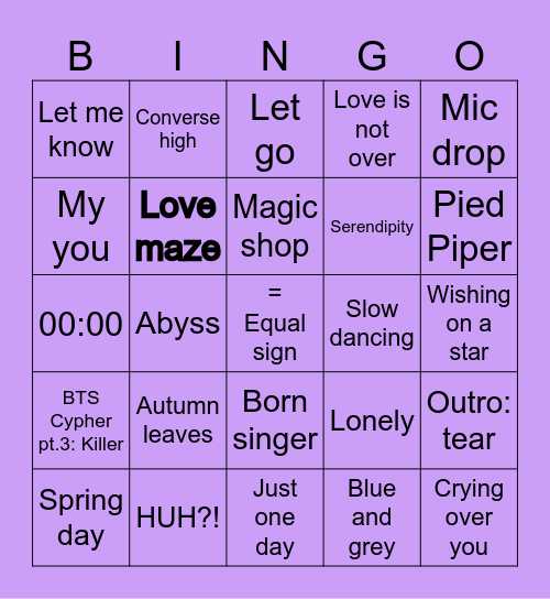 @eonjenabangtan7 Bingo Card