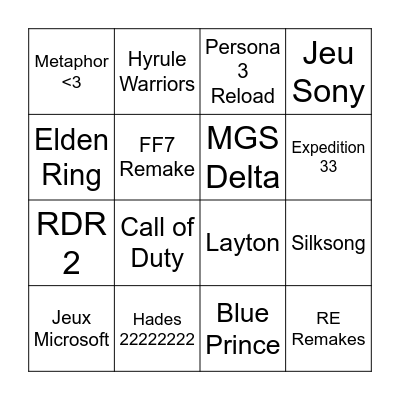 Nintendo Direct Bingo Card
