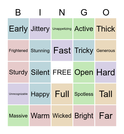 Antonyms Bingo! Bingo Card