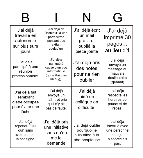BING'EMPLOI FSE+ SUITE Bingo Card