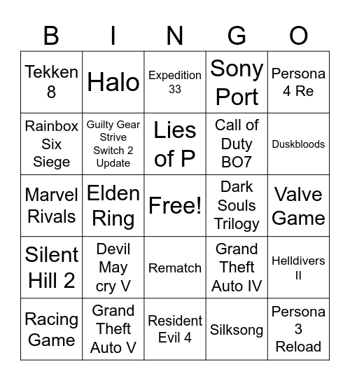 Nintendo Direct 31.07.2025 Bingo Card