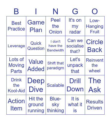Corporate Jargon Bingo Card