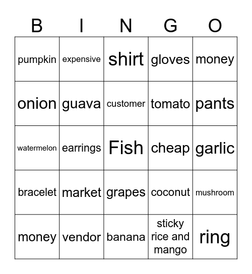 Market Bingo Card
