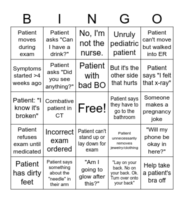 Radiology Bingo Card