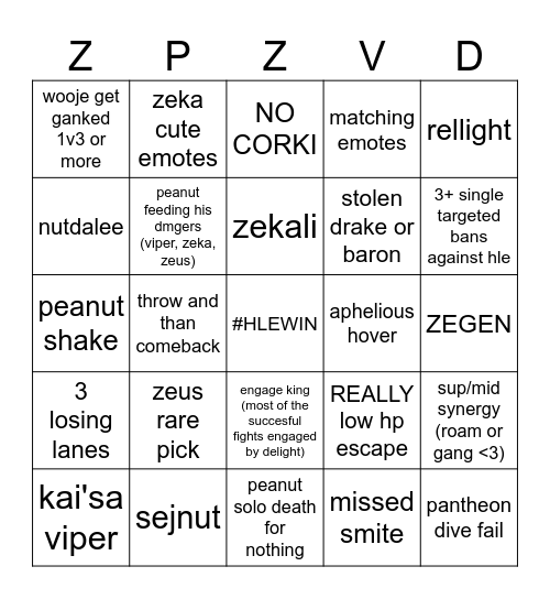 # HLE WIN Bingo Card