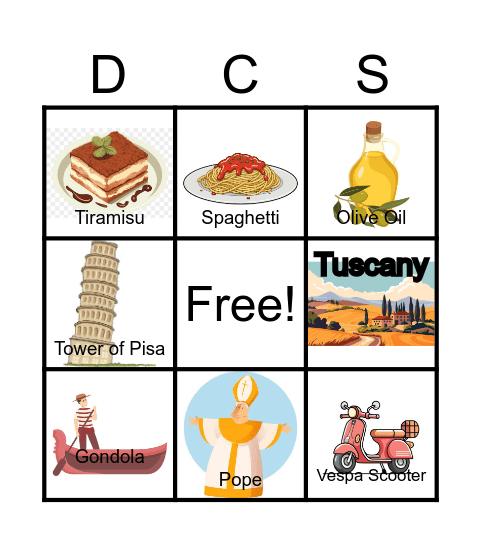 DCS Italian Bingo Card
