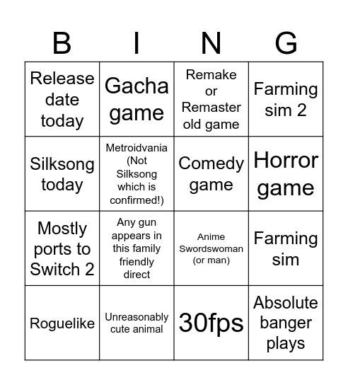 Silksong Today Direct Bingo Card