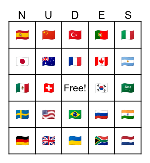Nudes from the world Bingo Card