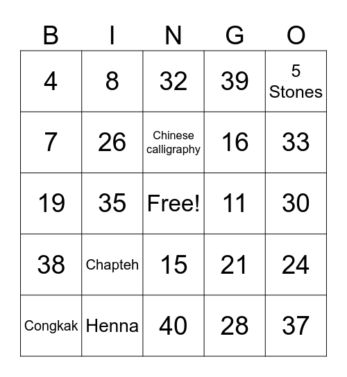 IDS Inter-Cultural Day 2025 Bingo Card
