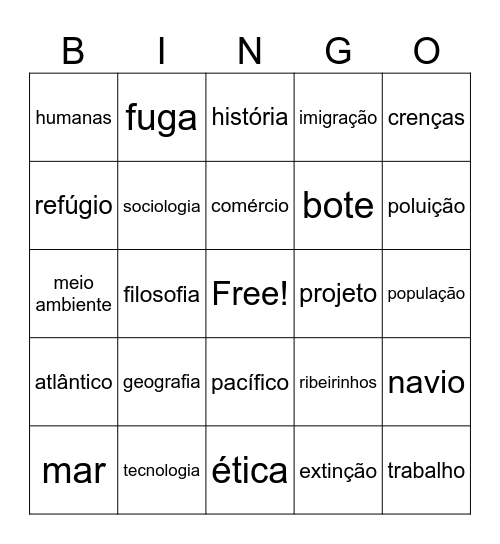OCEANOS - projeto humanas Bingo Card