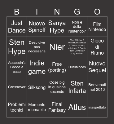 Nintendo Partner bingo Card