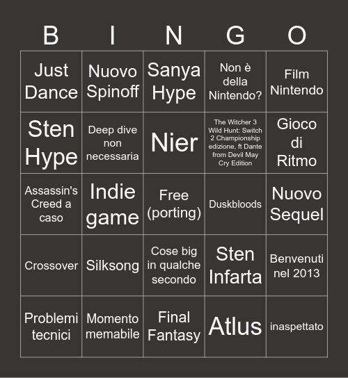 Nintendo Partner bingo Card
