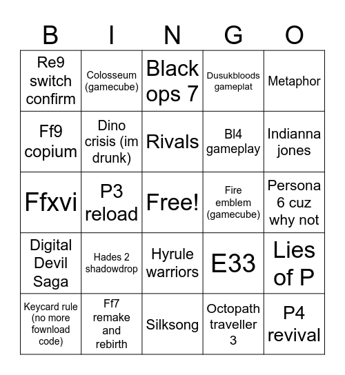 Bingo for partner show Bingo Card