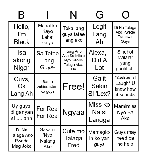 The Jezim Challenge Bingo Card