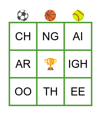 PHONICS Bingo Card