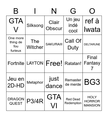 Nintendo Direct 31/07/2025 Bingo Card