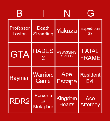 NINTENDO DIRECT 31/7/2025 Bingo Card