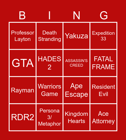 NINTENDO DIRECT 31/7/2025 Bingo Card