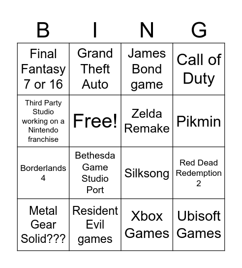 Untitled Bingo Card