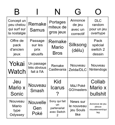 Nintendo ces gros chiens Bingo Card