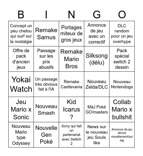 Nintendo ces gros chiens Bingo Card