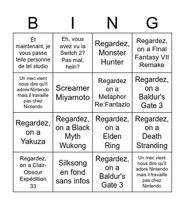 Bingtendo Direct 31/07/2025 Bingo Card