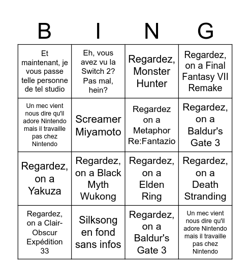 Bingtendo Direct 31/07/2025 Bingo Card