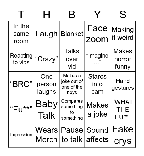 The boys bingo Card