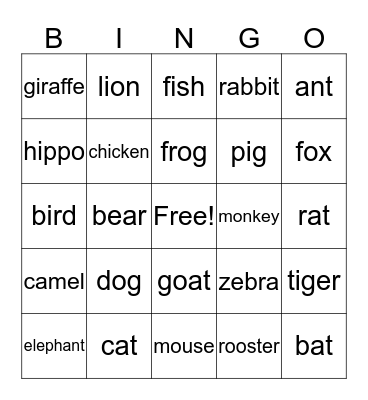 After School Bingo Card