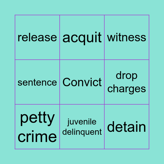 CRIME LINGO BINGO Card