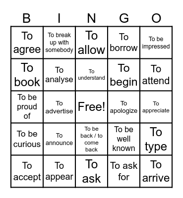 E8 Unit 1 Bingo Card