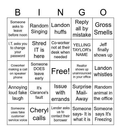Fun Friday with Foreman Watson Bingo Card