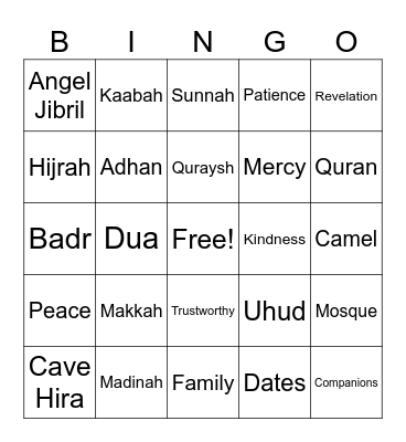Prophet Muhammad (ﷺ) Life Bingo Card