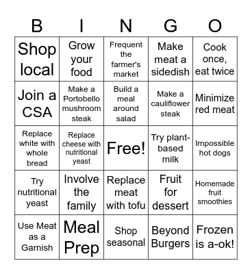 Plant Forward Bingo 3 Bingo Card