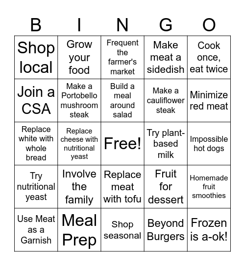 Plant Forward Bingo 3 Bingo Card