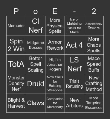 0.3 Wishlist Bingo Card