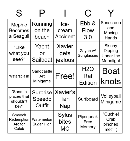 Spicy Beach Banner Bingo Card