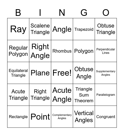 Unit 1 Vocabulary Pre-Assessment Bingo Card