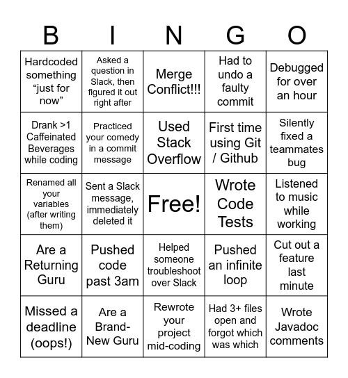 Assignment Guru Bingo! Bingo Card