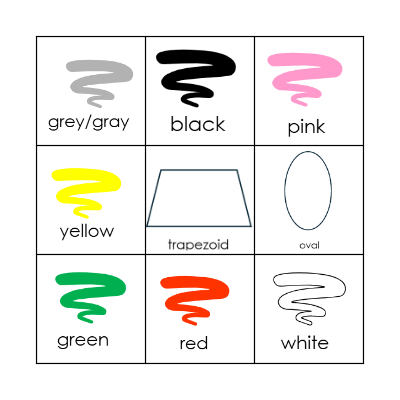 Colors and Shapes Bingo Card