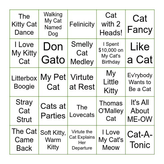 cats Bingo Card