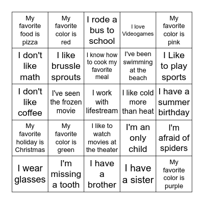 Get to know Bingo Card
