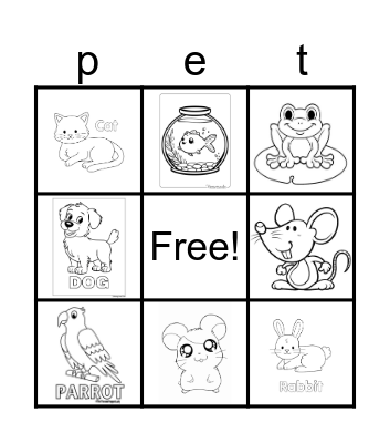 pets Bingo Card