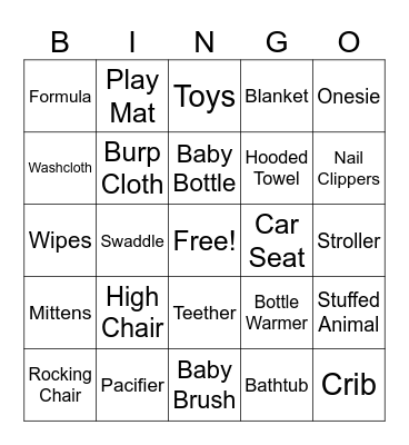 Baby Shower Bingo Card