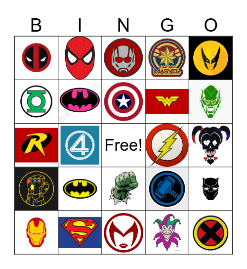 Superhero/Villian Bingo Card