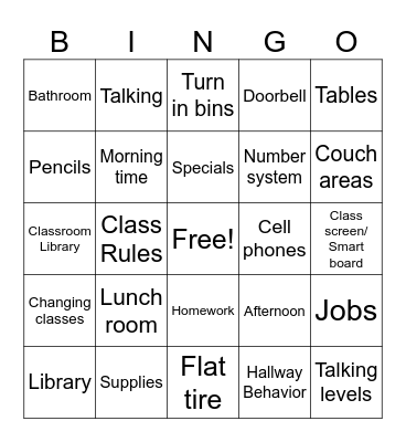 Rules Bingo Card