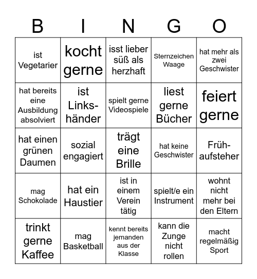Kennenlern-Bingo Card