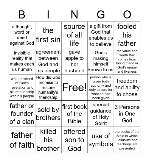 Old Testament 1 Bingo Card